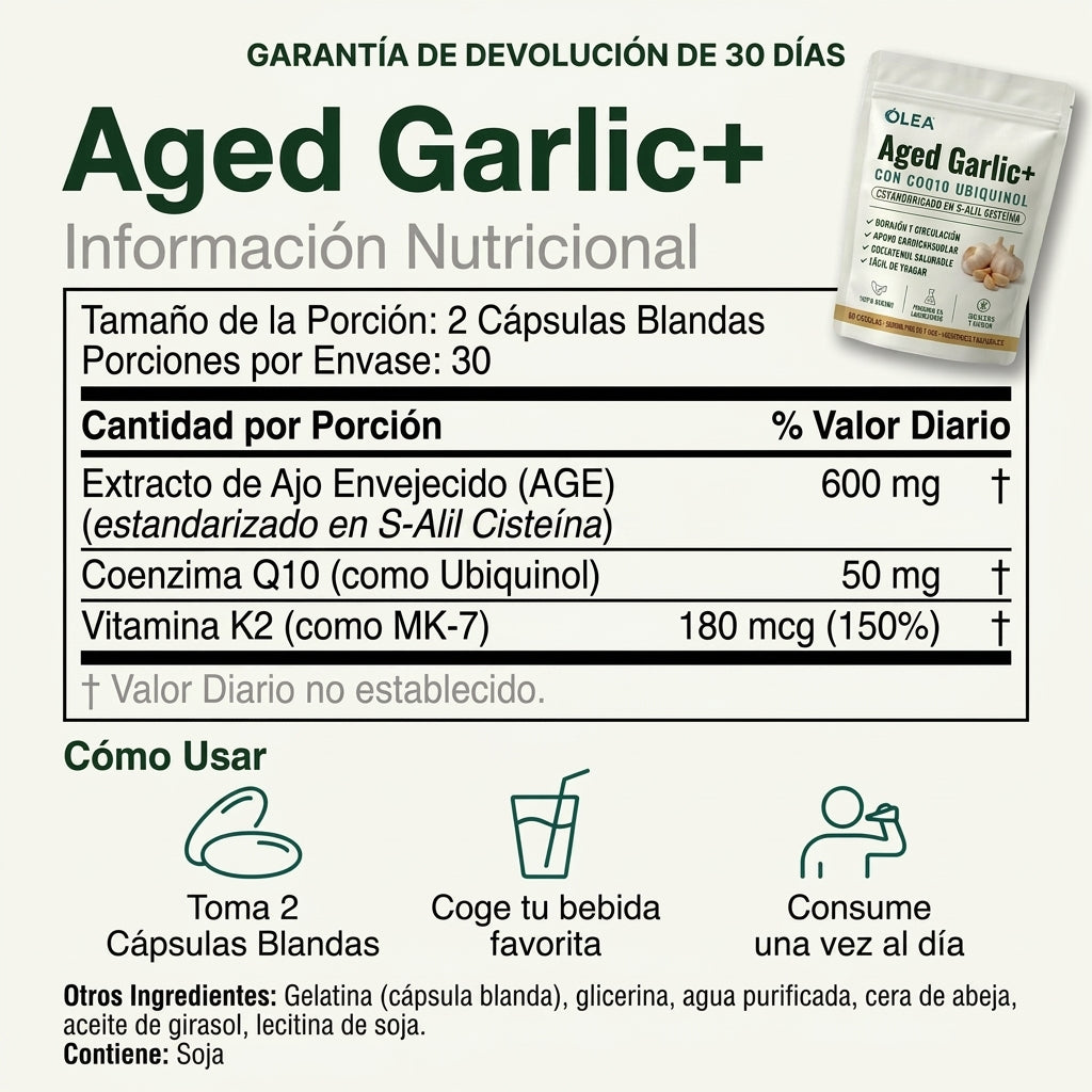 Olea | Cápsulas de Ajo Envejecido Sin Olor + COQ10