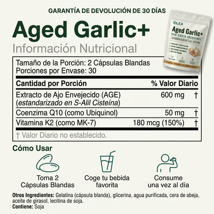 Olea | Cápsulas de Ajo Envejecido Sin Olor + COQ10